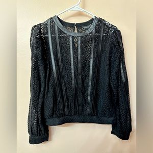 Stunning Leather and Lace Top - Express Size M - Cute button detailing.